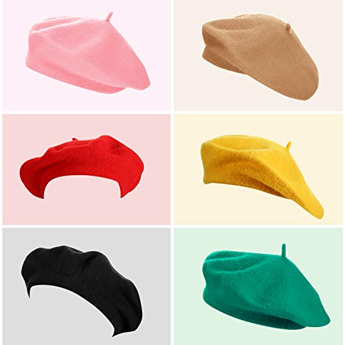 image for SATINIOR 10 Pieces Artificial Wool Beret for Women, French Beret, Arti
