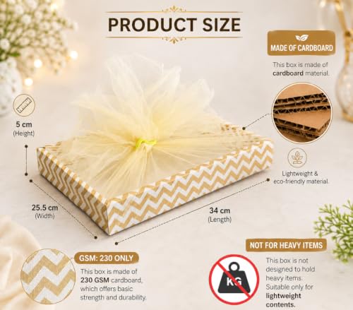 Image of SATYAM KRAFT 3 Pcs Decorative DIY Folding Gift Box | Rectangular Tray with Net for Rakshabandhan, Birthday, Anniversary, Festival, Return Gifts, Sweets, Craft