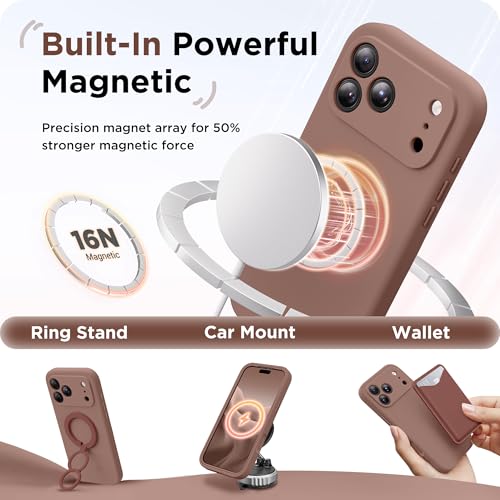 BERFY for iPhone 17 Pro Max Case, Compatible with MagSafe, Built-in Glass Screen Protector, Camera Protection, Shockproof Full Body Phone Case 6.9", Silicone Brown by BERFY - Used condition - Image 3