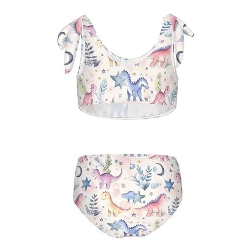 Wusikd Cartoon Dinosaurs Girls Swimsuits Two Piece Watercolor Swimwear Bikini Set for for Girls Size 3T2