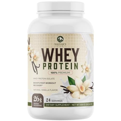 Premium 100% Whey Protein Powder 26g, Creamy French Vanilla, Advanced Isolate Protein for Muscle Gain, Recovery & Immune System Support, No Added Sugar, For Shakes & Vanilla Smoothies – 24 Servings