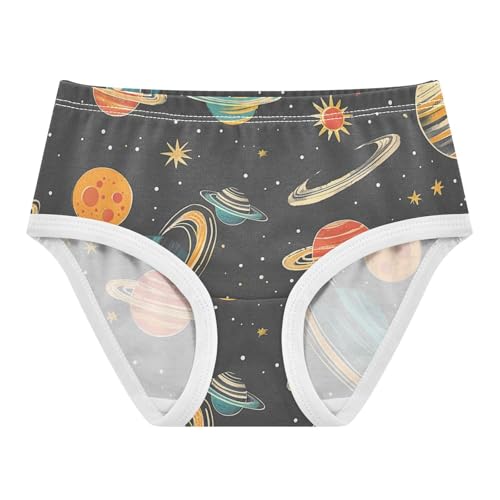 Toddler Girls Underwear 2t Cotton Panties Little Girl Cartoon Kids Briefs Undies Solar System Planets Stars Black