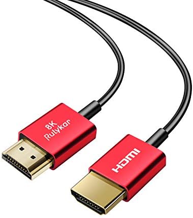 Rulykar Short 8K HDMI 2.1 Cable 1.5FT/0.5M, Ultra High Speed 48Gbps, Ultra Thin HDMI Cord Φ2.5mm, 8K@60Hz, 4K@120Hz, Dynamic HDR, eARC, Compatible with GH5S, PS5, Xbox One Monitor,PC and More