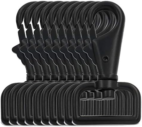 BIKICOCO 1'' Swivel Trigger Tilt & Bump Thumb Knob Bolt Snap Hook Lobster Clasp for Dog Leash Collar, Webbing, Black - Pack of 10