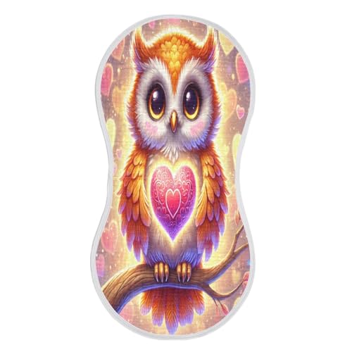 Valentines Owl Heart Purple Baby Burp Cloths Muslin Soft Burp Cloth Rags Cotton Burp Clothes Absorbent for Unisex Boy Newborn Girl 1 Pack 22x11 Inches