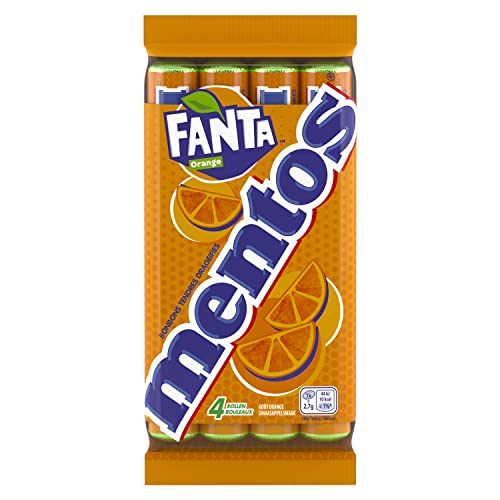 MENTOS - Pack de 4 Rouleaux Fanta- Bonbons Tendres et Croquants
