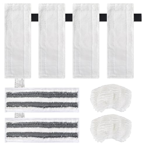 Dampfreiniger Ersatztücher für Kärcher, Bodentücher für Kärcher Dampfreiniger, 4 Stück Bodentücher, 2 Stück Schleiftücher, 2 Stück Überzüge, Ersatz Kompatibel für Kärcher SC1 SC2 SC4 SC5