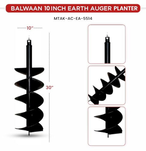 Image of BALWAAN Krishi 10-Inch Double Spiral Drill Planter | 25 cm Post Hole Digger for Agriculture & Garden Landscaping|PT-10D