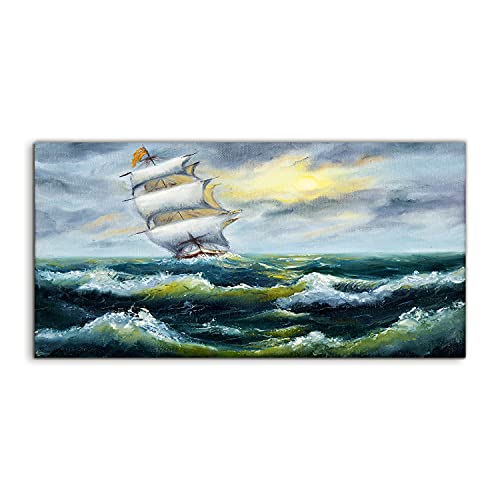 Tableau acrylique mer et navire 120x60cm Coloray pour décoration murale
