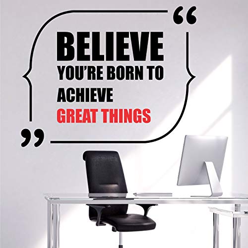 Image of StickMe 'Believe You are Born to Achieve Great Things Office Inspirational Motivational Quotes Wall Sticker' (Multi Colour, Vinyl,Self-Adhesive)