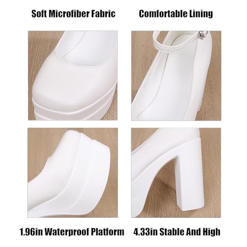 Women's Leather Platform Chunky Heel Gothic Pumps Fashion Ankle Strap Comfort Block High Heels Y2k Punk Shoes for Party, Wedding, Prom,Cosplay2