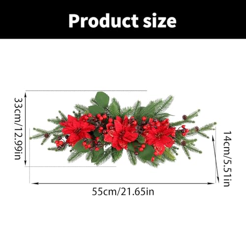 Couronne de Noël en fleurs baies feuilles fruits décoration festive maison - 6