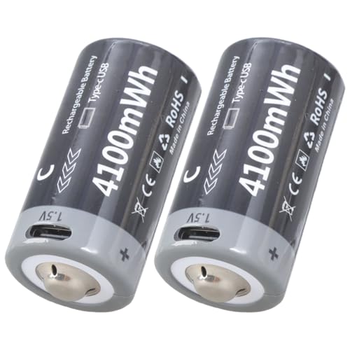 Baterías C de alta capacidad, pilas de litio recargables por USB, 2 horas, tiempo de carga de más de 1000 ciclos, batería segura y fácil de usar, baterías recargables