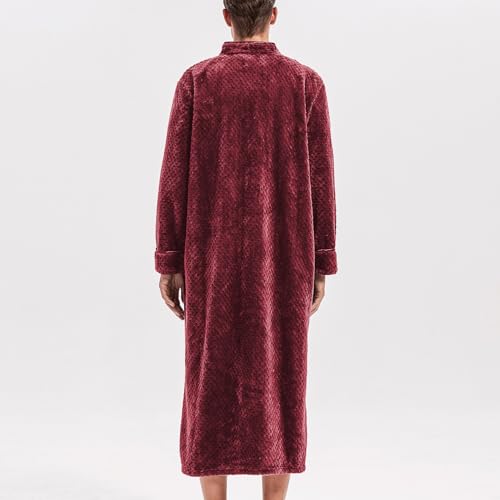 Lu's Chic Men's Fuzzy Bath Robe Warm Fluffy Spa Robes Zip Up Long Sleeve Bathrobe Fleece Plush Zipper2