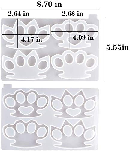 Knuckles Silicone Mold, 4 Brass Knuckles Shape Silicone MoldsReusable DIY Craft Epoxy Resin Mold Holder for Handmade Jewelry Crafts, Key Chain, Decoration - Thumbnail 2