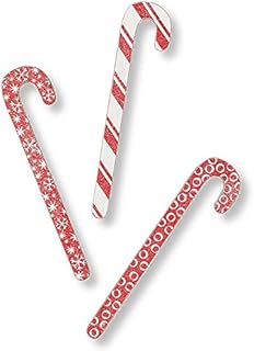 Collins Painting Wood Candy Canes - Red and White - Set of 3, Red, White, Grey, Silver