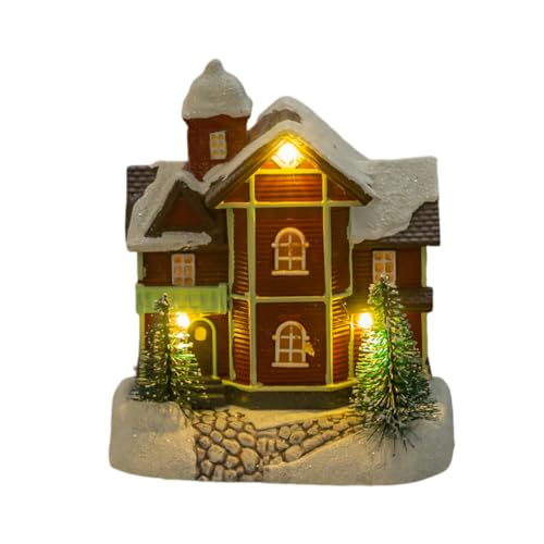 JAWSEU Weihnachtsdorf Mit Beleuchtung, 3D Harz Weihnachtsdorf Mini...