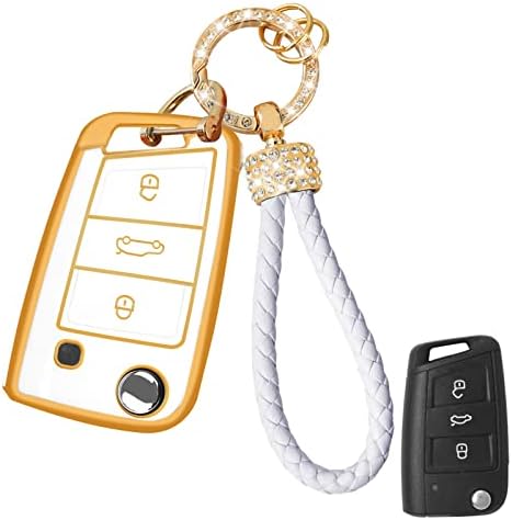 Yumzeco Etui na kluczyki samochodowe, 3 przyciski, silikonowe, z tworzywa TPU, z brelokiem, z systemem keyless, czarne