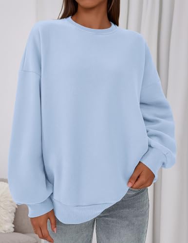 PRETTYGARDEN Sweatshirt for Women Oversized Crewneck Long Sleeve Pullover Fleece Top 2026 Fall Winter Fashion Outfits Clothes (Light Blue,X-Large) — view 4