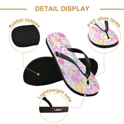 STAYTOP Colored Flowers Flip Flops Sandals of Men's & Women's,Sandals Beach Slippers Shower Slides2