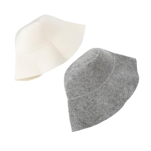 OEBUAFI Gorro de Sauna Premium Hecho de Fieltro con Buen Aislamiento térmico. Gorro de Baño Ideal para Sauna para Hombre y Mujer, Blanco y Gris