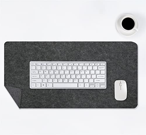 Lifup Tapis de Souris en 3mm D'épaisseur Feutre, sous Main Antidérapant, Tapis de Bureau pour Ordinateur Portable Clavier Souris Gris foncé 80x40cm