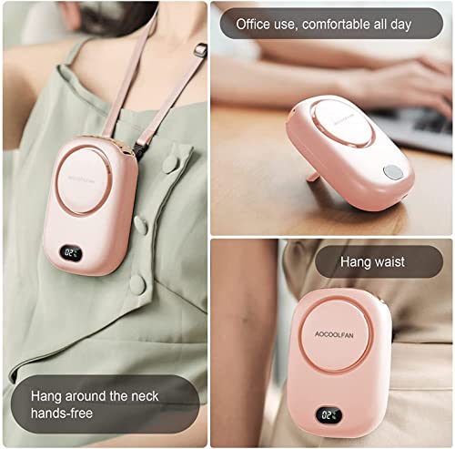 Image of AOCOOLFAN Portable Neck Fan, Mini Small Personal Handheld Fan USB Rechargeable 3 Speed for Girls Boys Woman Eyelash Travel Home Office Outdoor (Pink)