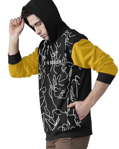 Image of EYEBOGLER Men's Printed Cotton Blend Hooded Neck Full Sleeves Sweatshirt