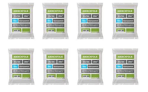 8 x Abdeckfolie gefaltet 7my HDPE transparent 4 x 5m
