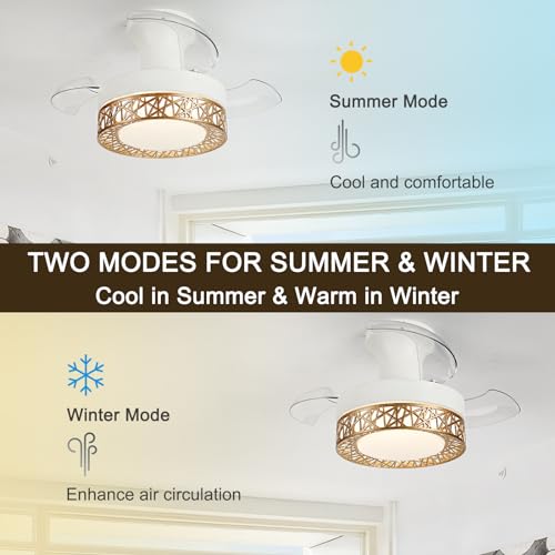 Ventilateur de plafond rétractable LED CC avec télécommande à 6 vitesses pour petite chambre - 5