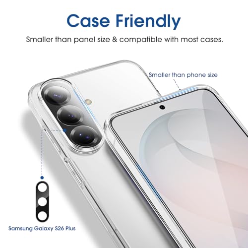 Image of amFilm Auto-alignment OneTouch for Samsung Galaxy S26+ Plus 6.7'' Screen Protector + Camera Lens Protector, Tempered Glass, 30 seconds Installation, Bubble Free, Case Friendly, Anti-Scratch 2+2 Pack