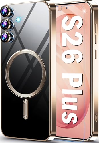 Coque Samsung S26 Plus transparente et antichoc avec contour doré élégant
