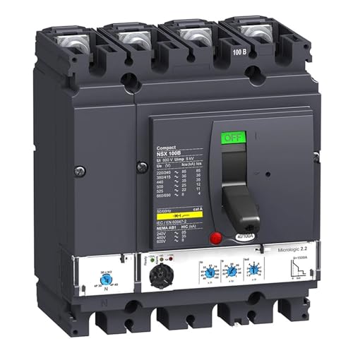 Disjoncteur boîtier moulé MCCB NSX100B Micrologic 2.2 40A NISZA LV429787 protection 4p4d 25kA