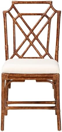 Esmery Marbled Tortoise Natural Rattan Dining Chair - Thumbnail 4