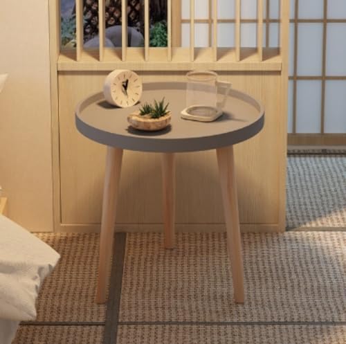 Farigrut サイドテーブル ベッド横 丸テーブル テーブル 丸 ベッドサイドテーブル丸型 三脚 天然木 一人暮らし 食卓 寝室 ソファ ベッドサイド おしゃれ丸 テーブル 丸テーブル (グレー,40cm)