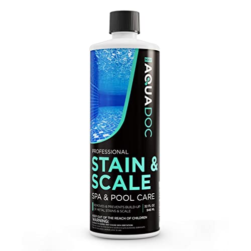 Spa Stain and Scale Control for Hot Tubs, Scale Metal & Stain Control for Hot Tubs, Prevent & Remove Stains in Hot Tubs with Our Hot Tub Water Softener & Spa Descaler Chemical | AquaDoc 32oz