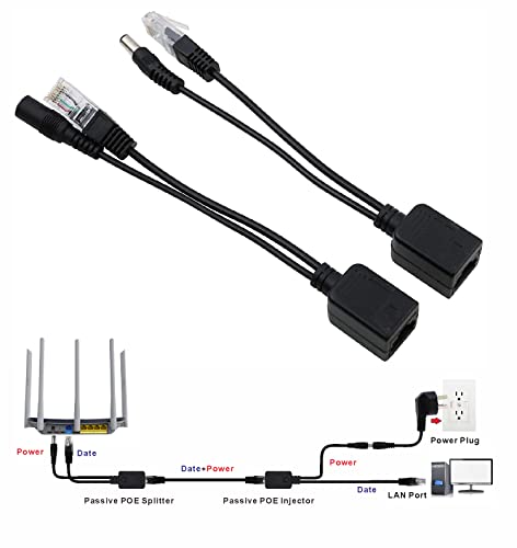 UHPPOTE Kit Adaptador Inyector y Splitter PoE Pasivo Power Over Ethernet Cable (Negro/Paquete de 5 pares) miniatura 5