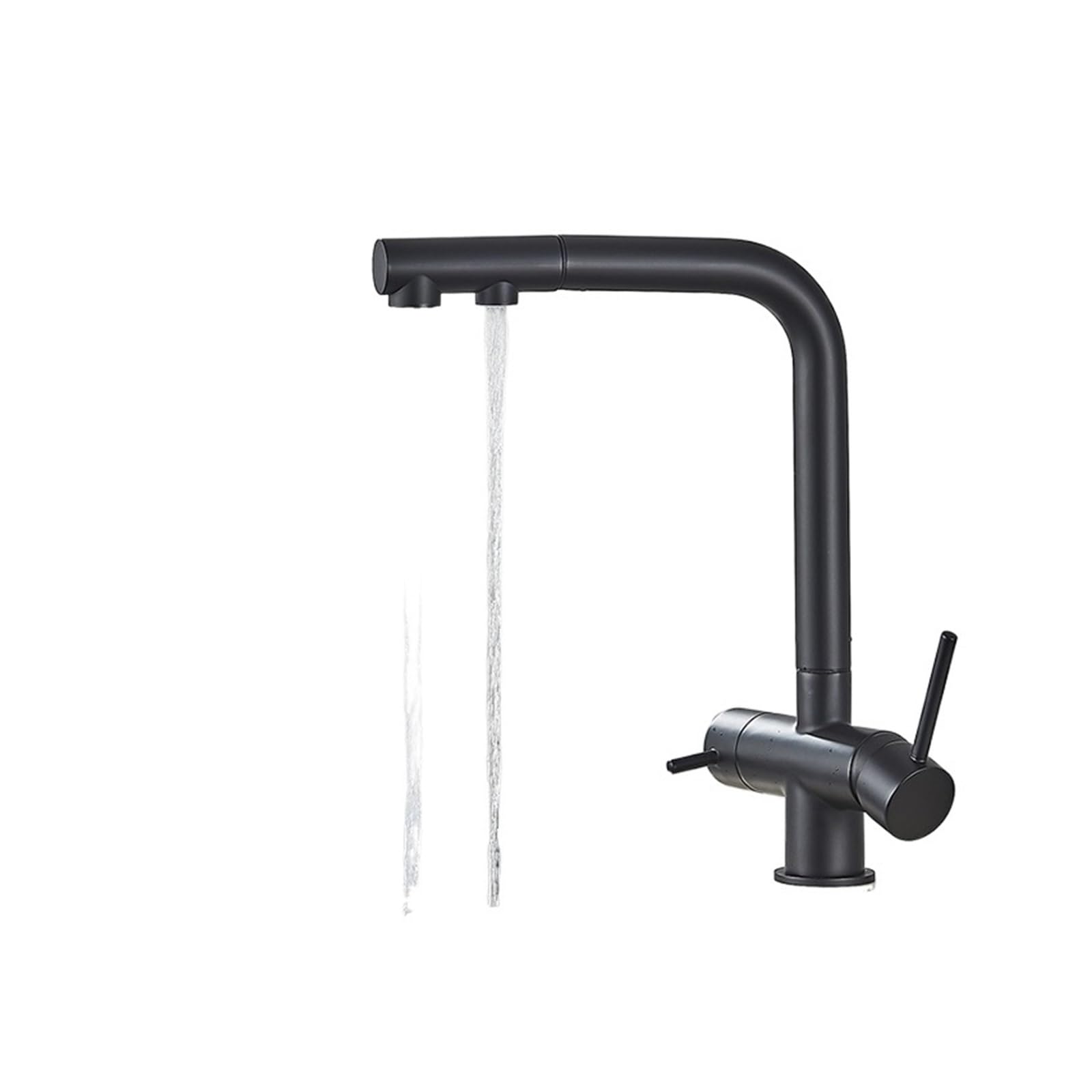 Kitchen Faucets, Waterfilter Kitchen Faucet, Dual Handles Deck Mounted Pull Out Mixer Tap, 360 Degree Rotation Water Purification Crane(Black A)
