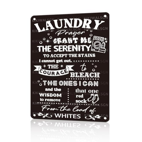 KIKIWALSGN Funny Utility Room Metal Sign Laundry Prayer Grant Me