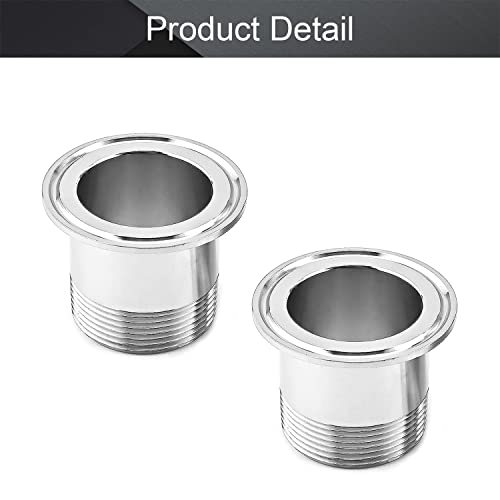 Othmro 2 Pcs 1 1/2NPT Male Threaded Pipe Fitting to CLAMP (OD 64mm Ferrule), Silver, 47.8mmx64mm 2pcs - Image 3