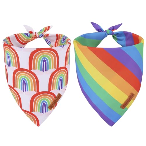 ADOGGYGO Rainbow Dog Bandana Multi Size Offered Rainbow Bandanas for Medium Large Dogs Pets (Large)