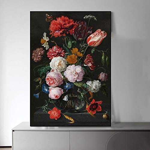 Toile peinture nature morte fleurs affiche d'art premium