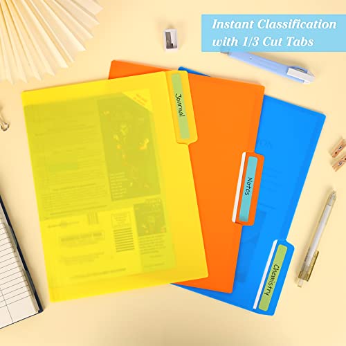 Eoout 18 Pack Plastic File Folders Poly Filing Folders Colored Folders, 9 Assorted Colors Letter Size File Folders Heavy Duty 1/3 Cut Tab For Office School Home Organization #TOP5