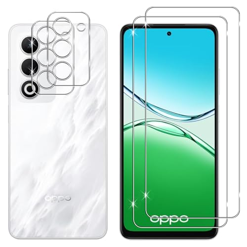 Lutree Cristal Templado para OPPO A5 4G/ 5G/ OPPO A5m, 2+2 Piezas Protector de Pantalla + Protector de Lente de Cámara, 9H HD Anti-Arañazos Vidrio Templado Película Protectora
