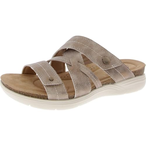 Clarks Womens April Willow Faux Leather Strappy Slide Sandals
