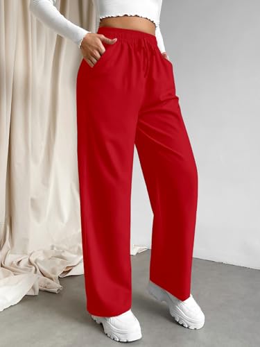 Image of Aahwan Grey Solid Oversized Wide Leg Baggy Korean Trousers for Women & Girls'