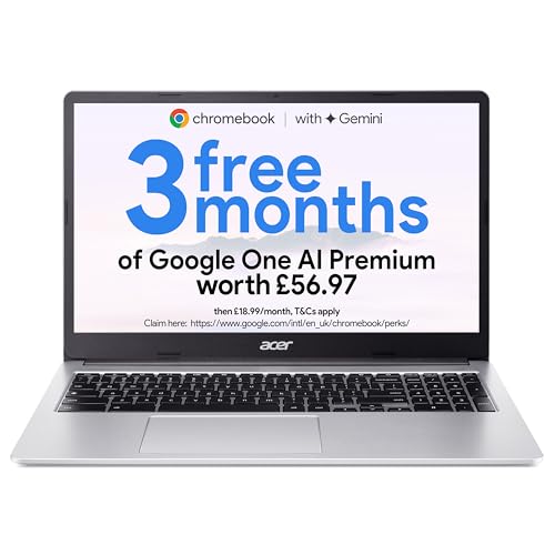 Acer Chromebook 315 CB315-4H Laptop - Intel Celeron N4500 8GB 128GB eMMC Integrated Graphics 15.6 Full HD Chrome OS Silver