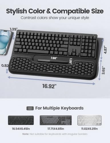 Image of Vaydeer Wrist Rest with Keyboard Stand, 16.9 * 9.8in, Ergonomic Keyboard Riser with Soft Memory Foam Wrist Support, Desk Cushion for Office, Home and Typing, Black