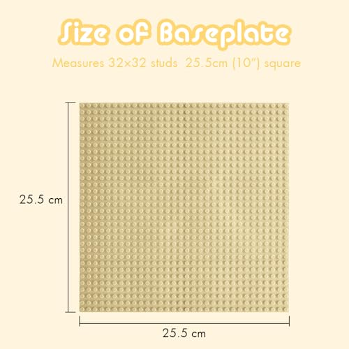 Image of Lekebaby 12 Pack Classic Baseplates 10 inch x 10 inch, Building Base Plates for Building Bricks, 100% Compatible with Major Brands and Activity Table-Baseplate, Sturdy & Safe, Age 3 and up Kids, Sand