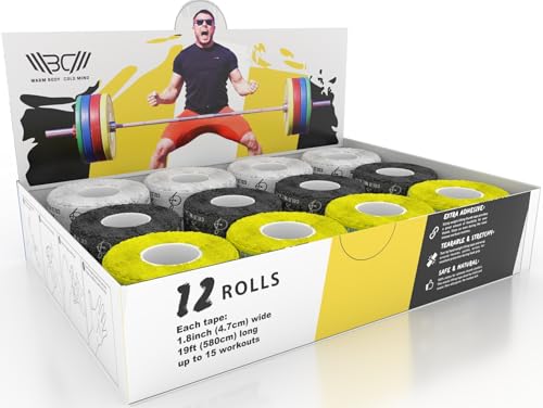 Image of WARM BODY COLD MIND 1.85 inch Weightlifting Thumb Tape - Hook Grip Tape for Powerlifting, Cross Training, Gym Tape, Workout, Weight Lifting Tape, Athletic Finger Wrap (12 Rolls Mix V3)